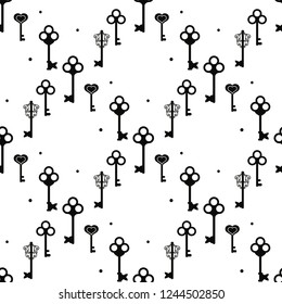 Vintage keys pattern. Seamless background with old keys. eps10