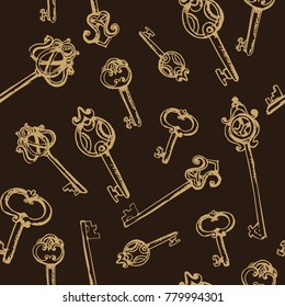 Vintage keys seamless pattern