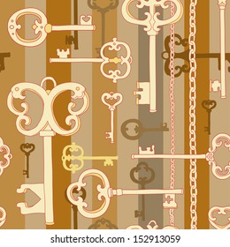 Vintage keys seamless pattern for your design