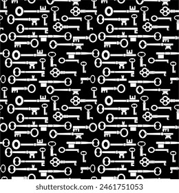 VINTAGE KEYS SEAMLESS VECTOR PATTERN BACKGROUND PNG HD HIGH DEFINITION 2K 4K WALLPAPER BLACK AND WHITE