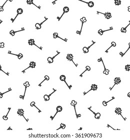 Vintage keys simple vector seamless pattern