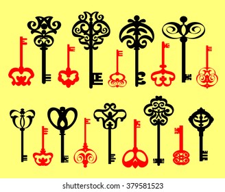 Vintage keys.Vector illustration