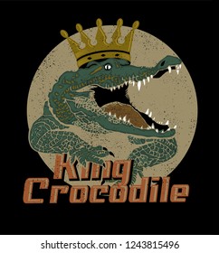 Vintage, king crocodile vectör graphics.print design for t shirts