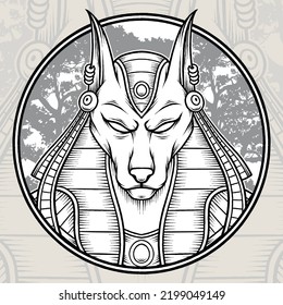 Vintage King Egyptian Anubis Vector. Premium vector