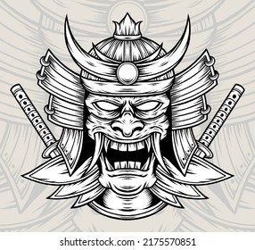 Vintage King Samurai With Katana. Premium vector