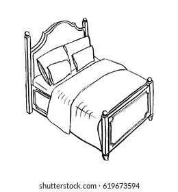 Vintage Bedside Table Vintage Furniture Interior Stock Vector (Royalty ...