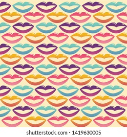 vintage kiss pattern  - vector background 