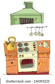 vintage kitchen - cartoon