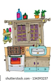 vintage kitchen - cartoon