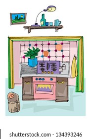 vintage kitchen - cartoon