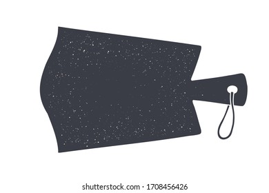 Vintage kitchen cutting board. Kitchen wall decor, sign, graphic design. Black cutting board with texture isolated, white background. Poster for kitchen design with cutting board. Vector Illustration