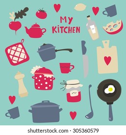 vintage kitchen decor vector card