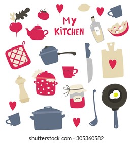 vintage kitchen decor vector card