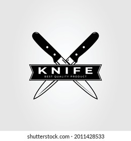 vintage kitchen knives and chef knife logo vector illustration design