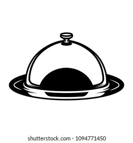 Vintage kitchen serving tray template in monochrome style isolated vector illustration