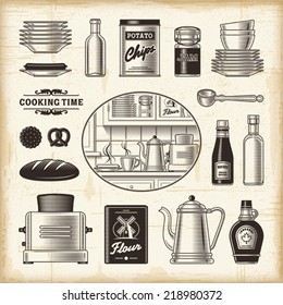 Vintage kitchen set. Fully editable EPS10 vector.