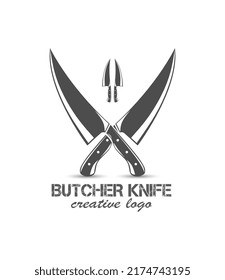 vintage knife logo, butcher logo vector	