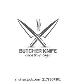 vintage knife logo, butcher logo vector	