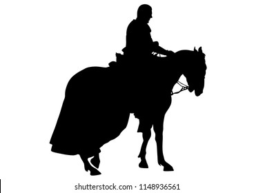 Vintage knight on horseback on a white background