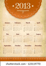 Vintage kraft paper 2013 calendar
