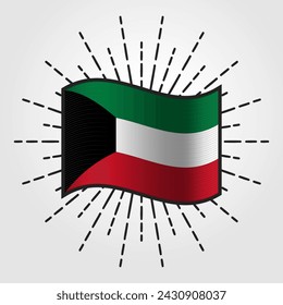 Vintage Kuwait National Flag Illustration