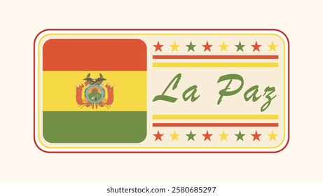 Vintage La Paz Nameplate with Bolivian Flag Design