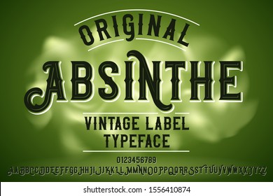 Vintage labe typeface named Original Absinthe. Unique and strong font for any label, logo, poster etc.