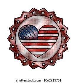 vintage label american flag heart ornament