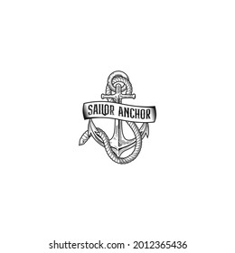 Vintage label with anchor S rope logo Typography. letter S in rope for Logo design inspiration.
