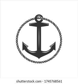 Vintage label with an anchor and slogan, Anchor vector logo icon Nautical maritime sea ocean boat illustration symbol