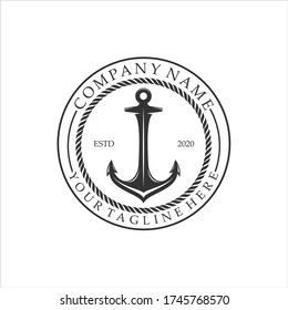 Vintage label with an anchor and slogan, Anchor vector logo icon Nautical maritime sea ocean boat illustration symbol