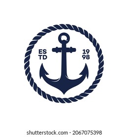 Vintage label with an anchor and slogan, Vector illustration, anchor icon, Simple shape for design logo, emblem, symbol, sign, badge, label, stamp, Apparel t-shirt design