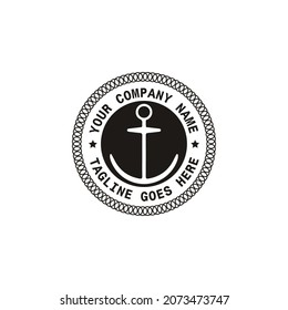 Vintage label with an anchor and slogan, Vector illustration, anchor icon on black background, Simple shape for design logo, emblem, symbol, sign, badge, label, stamp, Apparel t-shirt design