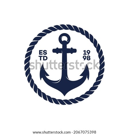 Vintage label with an anchor and slogan, Vector illustration, anchor icon, Simple shape for design logo, emblem, symbol, sign, badge, label, stamp, Apparel t-shirt design