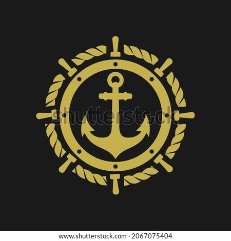 Vintage label with an anchor and slogan, Vector illustration, anchor icon, Simple shape for design logo, emblem, symbol, sign, badge, label, stamp, Apparel t-shirt design