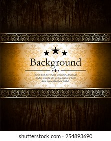 Vintage label background. Wood texture.