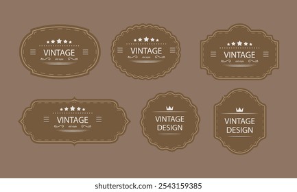 Conjunto de Vector de insignia de etiqueta de Antiguas con diseño clásico para marca, empaquetado y decoración de estilo retro en formato EPS