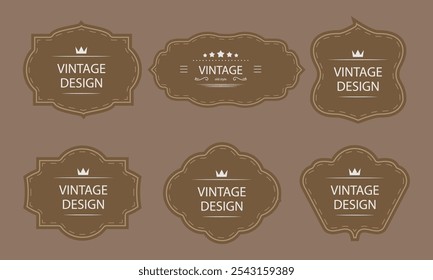 Vintage Label Badge Vetor Conjunto com Design Clássico para Branding, Embalagem e Decoração Estilo Retro no Formato EPS