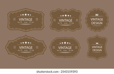 Vintage Label Badge Vetor Conjunto com Design Clássico para Branding, Embalagem e Decoração Estilo Retro no Formato EPS