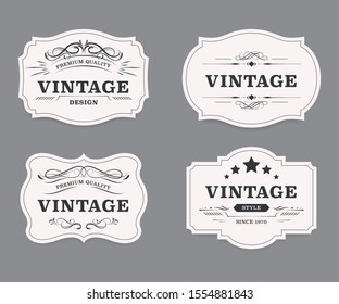 Vintage label banner badges set. Luxury decoration design. High quality tag premium guaranteed.