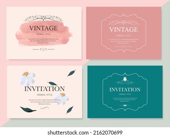 Vintage label banner old fashion. Luxury decoration design. Watercolor stain texture illustration vector.