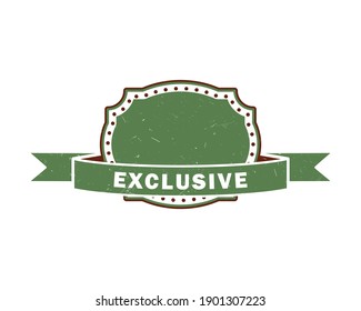 Vintage label banner with ribbon with aging effect and scratches. Vector illustration of the brand, quality, warranty.