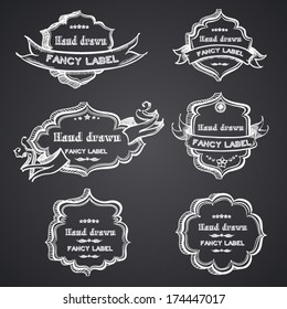 Vintage label banners, hand drawn set