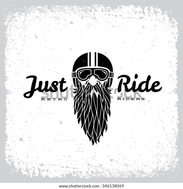 Vintage label\
with bearded man in a helmet on grunge background for t-shirt\
print, poster, emblem. Vector\
illustration.
