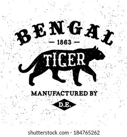 vintage label Bengal Tiger ( T-Shirt Print )