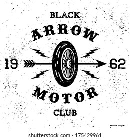 vintage label " black arrow motor club"