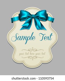 Vintage label with a blue bow