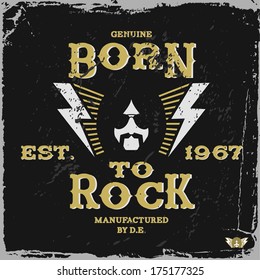 vintage label "born to rock" (T-Shirt Print)