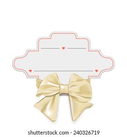 Vintage label with bow isolated on white background