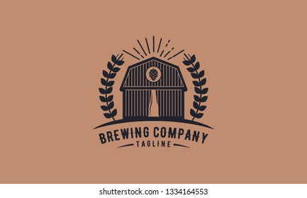 Vintage Label Brewing Company Vector Illustration